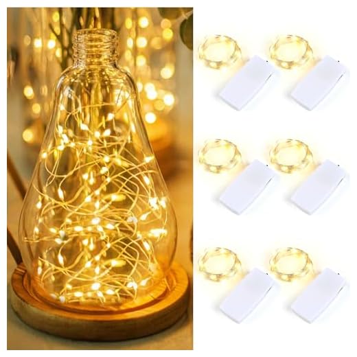 Carehabi LED Lichterkette Akku Aufladbar (6 Stück), 2m 20 LED Drahtlichterkette mit Abnehmbarem USB-C Akku, Warmweiß Deko für Flaschen, Weihnachten & Zimmer, IP44 Wasserfest, Silberdraht