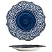 Produktbild NGDECOR Blaue Dessertteller aus Keramik - Geprägte Pizza-Keramikteller, 2er-Set - Servierteller aus Porzellan für Pasta, Snacks, Mikrowellen-, Ofen- und Spülmaschinenfest, Kratzfest,11inch