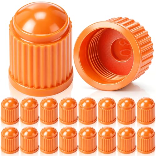 Outus 20 Pcs Tire Valve Stem Caps Car Tire Caps Plastic Universal Valve Stem Covers for Bike Bicycle Cars SUV Trucks Motorcycles (Orange Red)