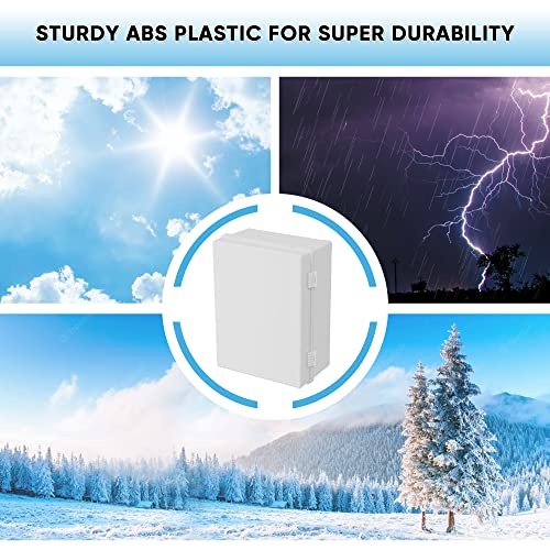 Geveelife Outdoor Electrical Box Weatherproof, Abs Plastic Junction Box Waterproof Ip67 Hinged Cover Project Box With Mounting Plate Wall Brackets And 4 Cable Glands, Grey Electrical Enclosure 15.7"X11.8"X7.1" #TOP1