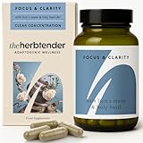 The Herbtender Focus & Clarity – Lion's Mane Focus Supplement with Holy Basil, Rosemary & Adaptogens for Memory, Concentration & Cognitive Support, Vegan, Organic Capsules, 60 Capsules