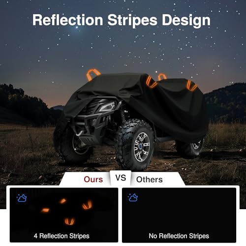 Image of Puroma Waterproof Motorcycle Cover for All Models | Windproof Buckle, Reflective Strips, UV Protection, Elastic Hem, Universal, for 4 Wheeler Quad Polaris Sportsman Yamaha Honda