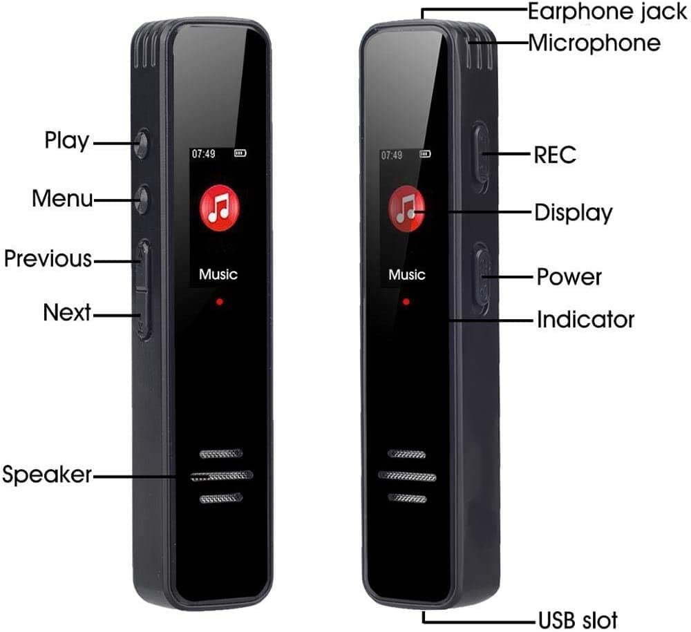 Registratore digitale - Facile registrazione HD di lezioni e riunioni con microfono, riduzione del rumore audio, suono, mini dittafono portatile a nastro, MP3, USB, 3072 KBPS(32GB)