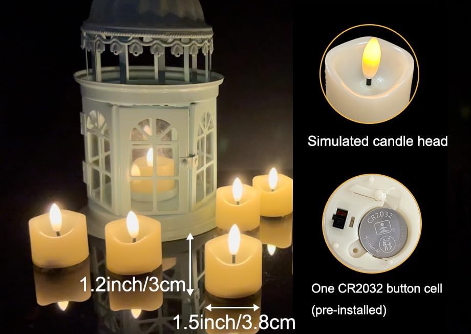 Battery Operated Flameless Votive LED Little Candle, Realistic Bright Flickering Electric Fake Night Tea Light Halloween Pumpkin Christmas Wedding Party Table Centerpieces Funeral Decorations 6 Pack - Image 3