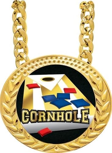 Crown Awards Cornhole Champion Giant Turnover Chain Medal, 6" Gold 1st Place Medal Award