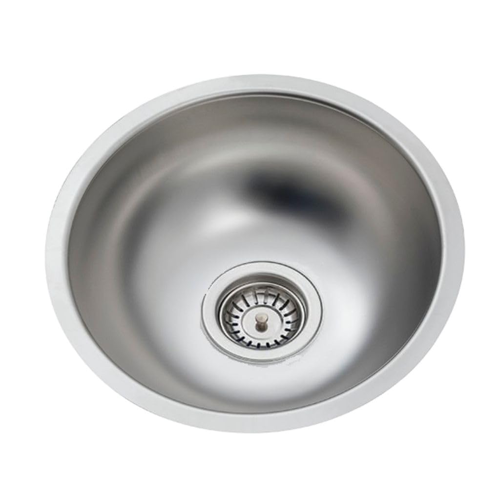 Évier Rond Inox Ø34 cm Cuisine Camping Caravane Sans Trou Robinet
