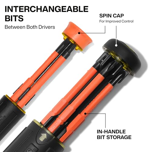 Image of Klein Tools 32310INS 10-in-2 Insulated Multi-Bit and Multi-Bit Precision Screwdriver Set, Auto-Locking Collar, 1000V Rated, In-Handle Bit Storage