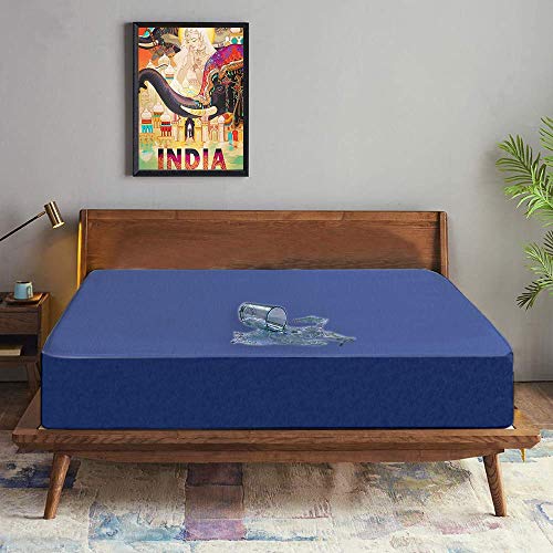 Image of Trance Cotton Feel Terry 72 x 70 inch Ultra Soft Waterproof Mattress Protector | Breathable - Hypoallergenic Fitted Style Mattresses Cover (72x70 inch | 6x5.8 feet, Classic Blue - Pack of 1)