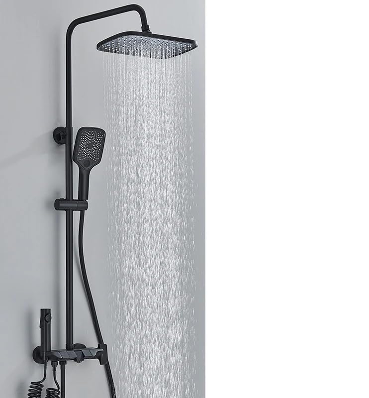 Ensemble de douche robinets de salle de bain chaude froide cascade noir intelligent