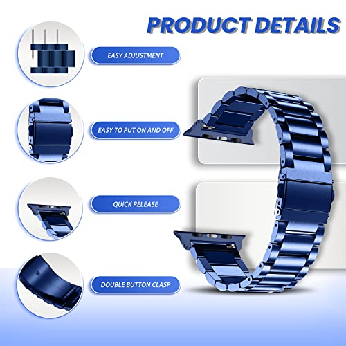 CeiBand Watch Strap Compatible with Apple 49 mm/46 mm/45 mm/44 mm/42 mm, Metal Adjustable Band - Image 2