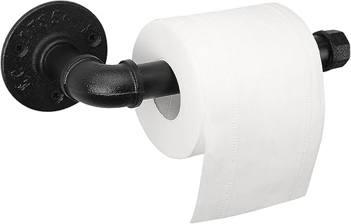 Soporte de papel higiénico de tubo industrial, resistente, de hierro rústico vintage, estilo granja, rollo de papel para montaje en pared, toalleros