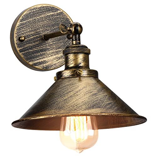 iDEGU Applique Murale Industrielle Lampe de Plafond de Style Edison Métal Luminaire Plafonnier Rétro avec Rotation à 180 Degrés Vintage Lampe Murale Ajustable, 220mm, Bronze