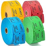 Homrelaxy 4800 Double Raffle Tickets, 1200 Tickets Per Roll, Assorted 50/50 Raffle Tickets Roll for Events...
