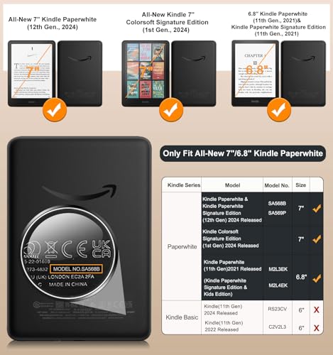 Image of MoKo Case for 7 inch /6.8 inch Kindle Paperwhite(12th /11th Gen-2024 /2021) and Kindle Colorsoft Signature Edition, Slim PU Shell Cover Case with Auto-Wake /Sleep for Kindle Paperwhite 2024, Oil Painting Flower