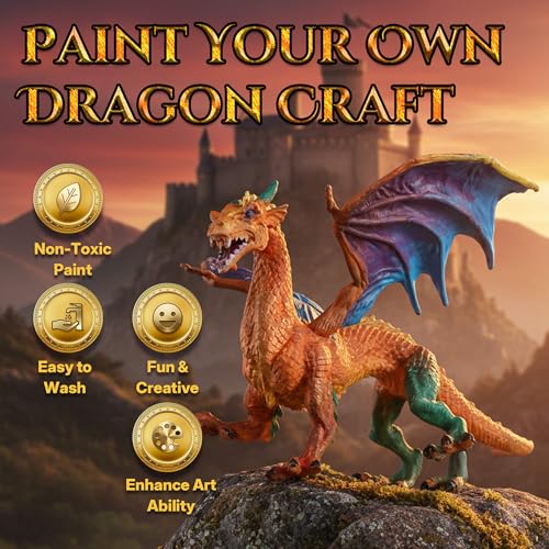 Image of SOLDAY Painting Dragon Toys Kits for Kids Arts and Crafts Ages 3 6 5 7 9 12 Boys Girls to Make Your Own Paintable Figurines Dragon Birthday Party Supplies - 2 Dragons | Painting dragon figurines, Arts & Crafts set for ages 3-12, Paintable craft kits for Girls, Crafts activities, Party favor