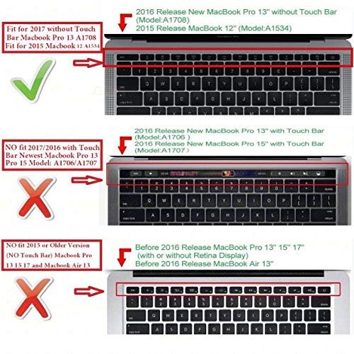 Image of PLASTRON Keyboard Protector Cover Skin for MacBook Pro 13 inch Without Touchbar A1708 - TPU Transparent