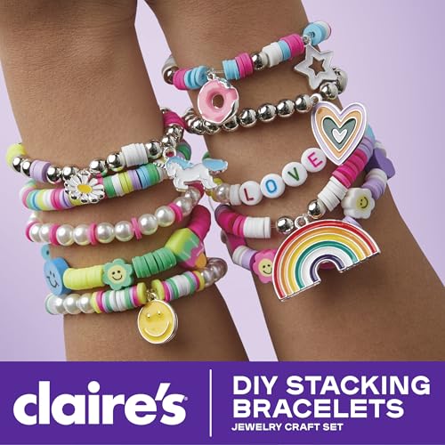 Claire’s DIY Bracelet Kit – 895-Piece Jewelry Making Supplies Set| Clay Heishi Beads, Alphabet, Charms, String| Friendship Bracelet Kit for Girls| Arts & Crafts Activity| Fashion Accessory Gift Age 8+ - Image 4