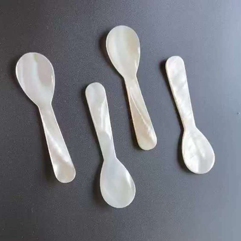 Cucharas de Helado de 4 Uds., Cuchara de Concha de caracola Natural, Cuchara de café, Cuchara de Conchas Marinas, Cuchara de Caviar