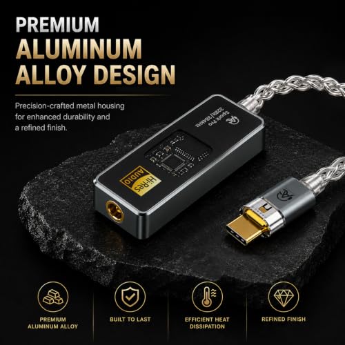 Image of AUDIOCULAR Spark Pro Hi-Res DAC & Amp, TypeC to 3.5mm Portable DAC Dongle, CX31993 DAC SGM8262 Amp, 32-bit /384kHz Audio, 122mW @ 32Ω, Aluminum Alloy, for Phones, Tablets, Laptops & IEMs (Grey)