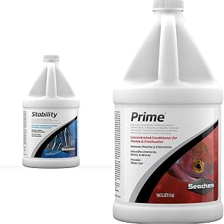 Stability Fish Tank Stabilizer - for Freshwater and Marine Aquariums 2L / 67.6 oz & Prime Fresh and Saltwater Conditioner - Chemical Remover and Detoxifier 2 L