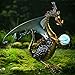 Wind & Weather Dragon Garden Sculpture with Solar Globe |13.75 x 19 x 25.4 Inches |Weather Resistant and Outdoor Safe |Porch Garage Garden or Patio Home Décor