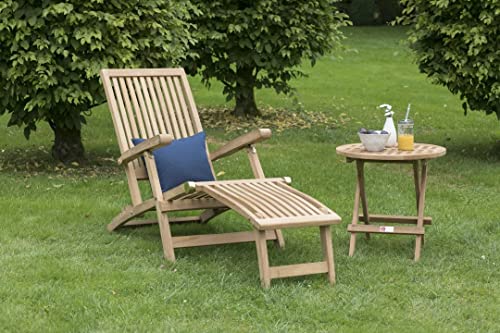 Deckchair aus Teakholz von MR. DEKO Liegestuhl für Garten und Balkon
