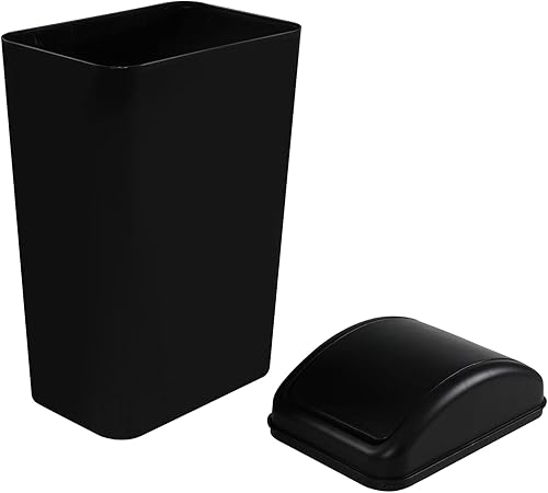 Miniatura 5 de Cand Cubo de basura de plástico pequeño de 14 L, cubos de basura delgados con tapa abatible de 3.2 galones (negro)