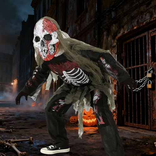 Disfraz de zombie para niños, esqueleto espeluznante miniatura 7