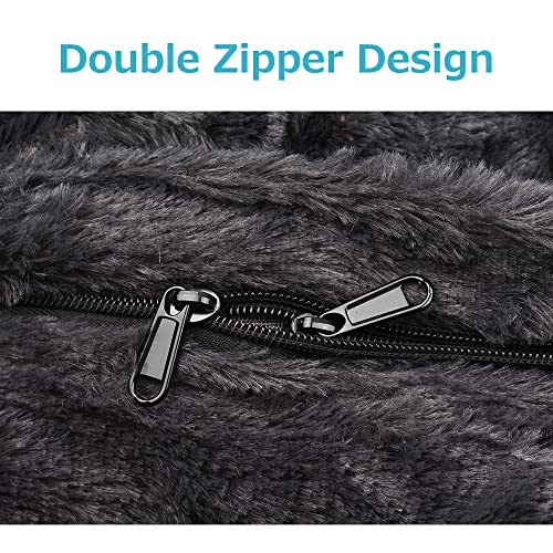 Sunydog Riesiger Sitzsackbezug, Heimschwamm-Bett-Sitzsack-Stuhlbezug, Doppelbett, Schlafzimmer, Balkon, großes rundes Sofa, weicher, flauschiger Bezug – Grau (nur Bezug, keine Füllung)