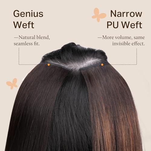 Image of DOORES Genius Seamless Weft Hair Extensions Human Hair, Dark Brown 18 Inch 100g, Hand Tied Weft Extension Sew in Natural Straight