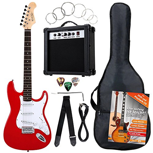 Rocktile Banger's Power Pack 36283 - Guitarra eléctrica, set de 8-piezas, color rojo