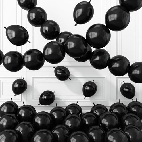 Image of Black Link Balloons,120Pcs 6Inch Black Latex Linking Balloons for Birthday Baby Shower Wedding Anniversary Party Decorations