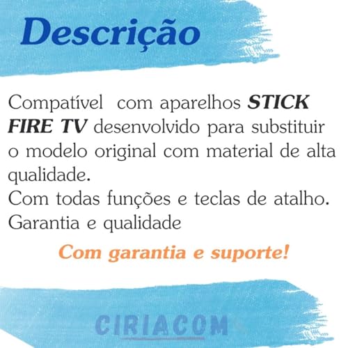 Controle Remoto Fire Stick com Comando De Voz Compatível com Amazon Fire Stick TODOS MODELOS com tec