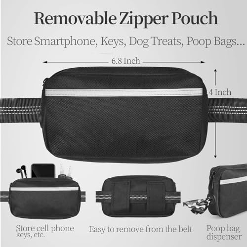Duty Nylon Dog Leashes with Elastic Rope Waist Belt Bag and Reflective Design for Breeds Walking Running Leashes for Small Dog - 2