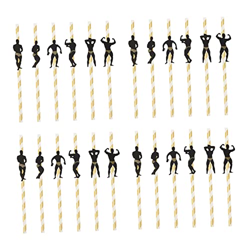 Ipetboom 24 pitillos desechables con rayas doradas miniatura 1