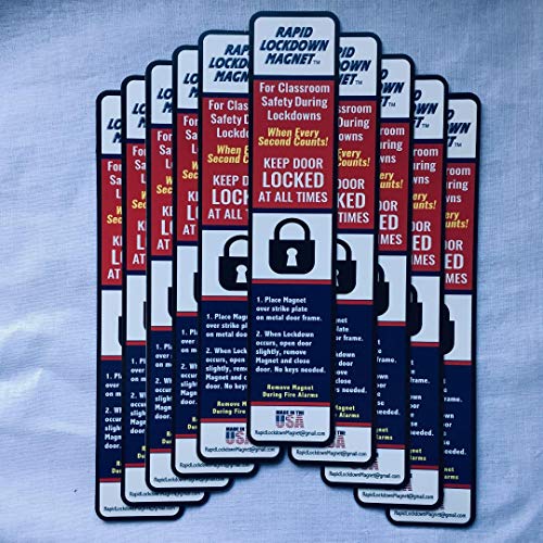 10 Pack. Lockdown Magnetic Strips for School Lockdowns. Rapid Lockdown Magnet for Faster