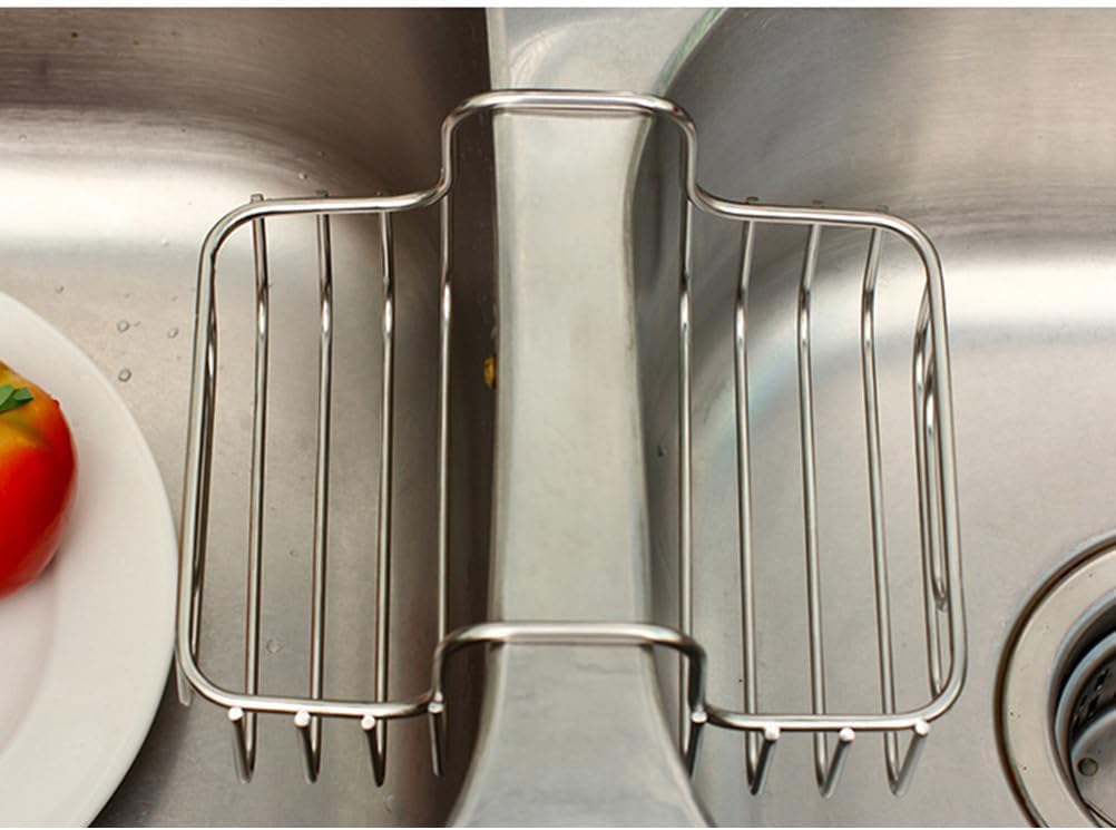 Ciieeo Stainless Steel Sink Rustproof Kitchen Storage Basket for Sponge Dishcloth Draining Rack Organizer with Hollow Design for Fast Water Drainage Space-saving Kitchen Accessory