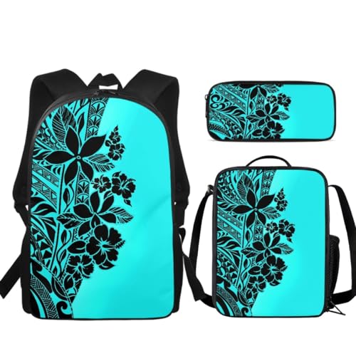 Sac à dos imprimé plumerias polynésien cartable école fille garçon fleur de prunier avec trousse