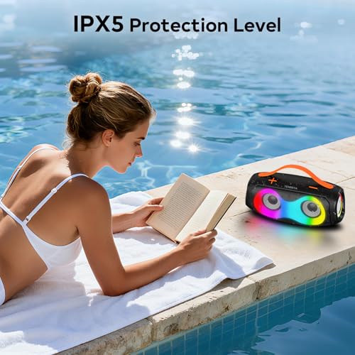 Portable Bluetooth Speaker,IPX5 Waterproof WirelessSpeaker with Dynamic Lights,TWS Pairing to 40W Stereo Sound,Bluetooth 5.0,20H Playtime, Outdoor/Home SmallSpeakers as Gifts for Kids Teens or Women — view 3