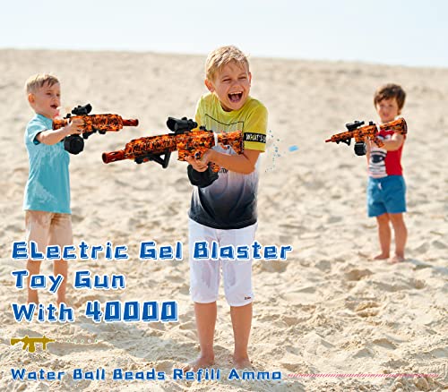 Electric Gel Ball Blaster, High Speed Automatic Splatter Ball Blaster With 40000+ Water Beads And Goggles, Jiftok Rechargeable Splatter Ball Toys For Outdoor Activities Shooting Game Party Favors—Fire #TOP7
