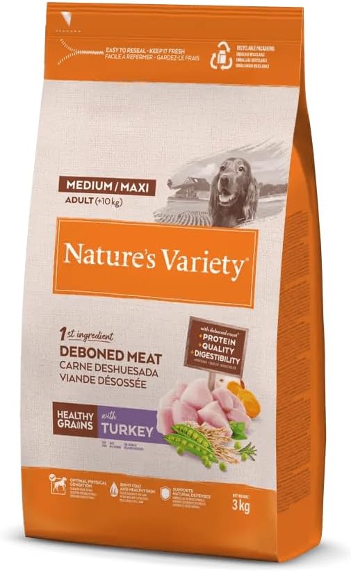 Nature’s Variety – Pienso para perros adultos medianos y grandes Nature’s Variety Healthy Grains pavo. 3 Kg
