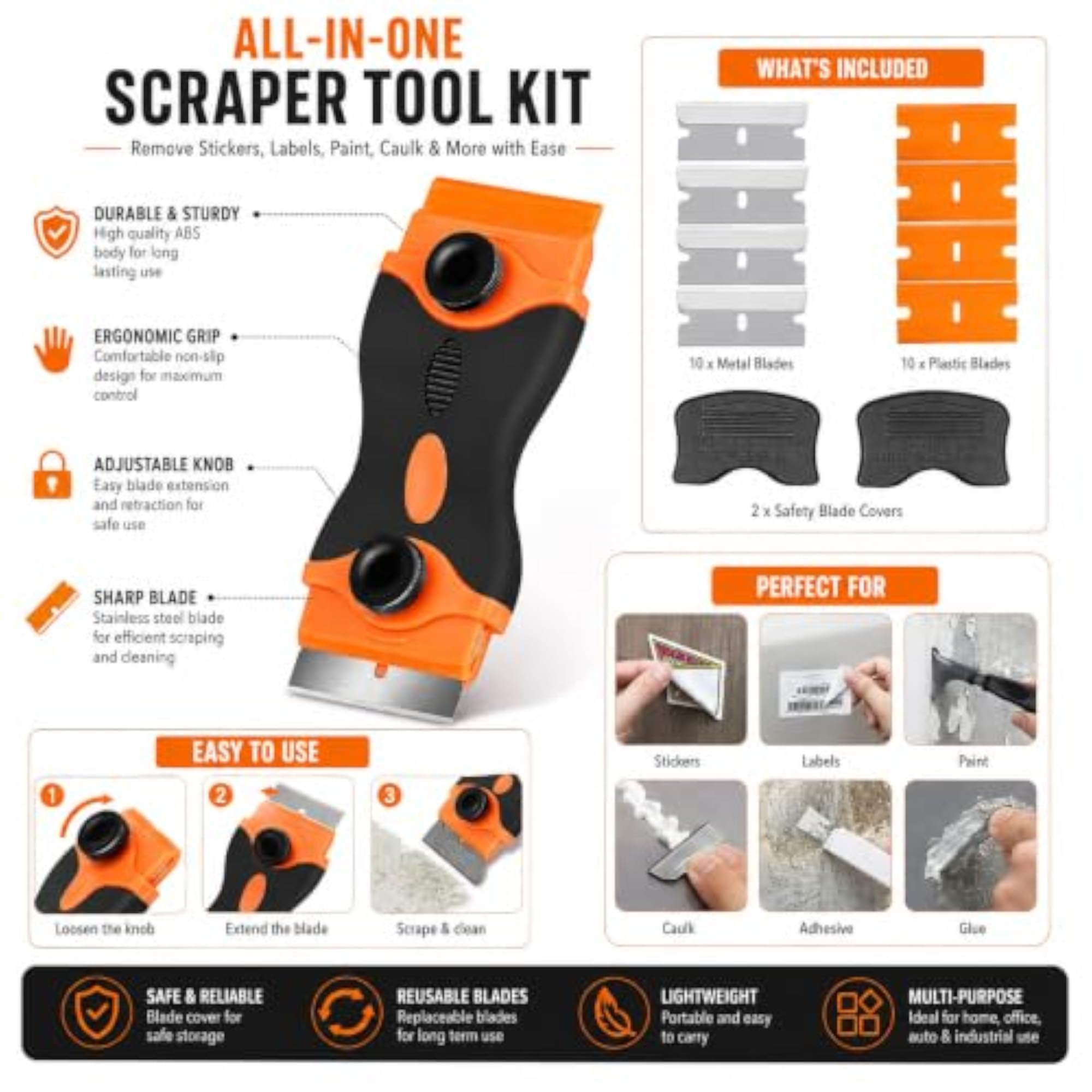 Multipurpose Glue Remover Scraper Tool Set