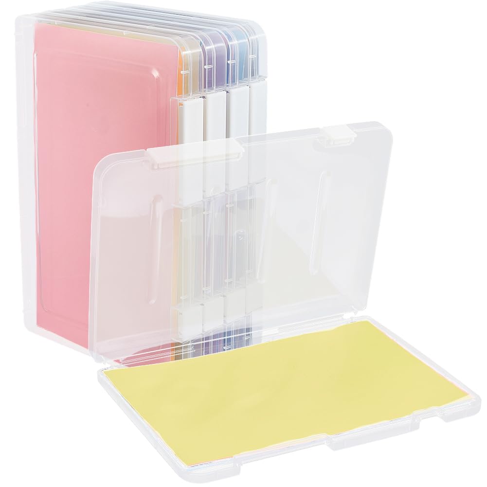 craspire 6Pcs Transparent A5 Fichier Portable Projet Cas Boîte de Rangement en Plastique pour Papier De Lettre Documents Magazines Porte-Revues avec Boucle Fournitures D’Art De Stockage
