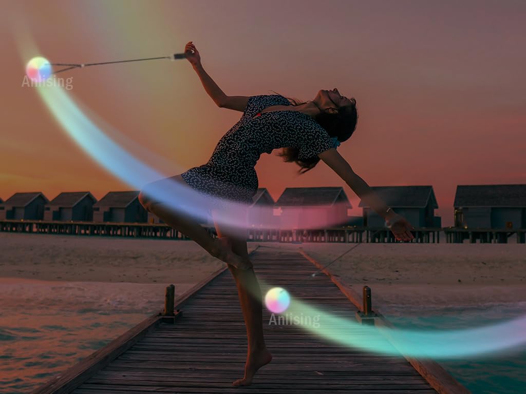 Anlising 4PCS LED Poi Balls, Balle de Jonglage Lumineuse, Balles Lumineuses LED avec Couleurs Arc-en-Ciel, Balles de Jonglage Poi, pour Enfants et Adultes à Danser, Spectacle de Lumière, Orgie