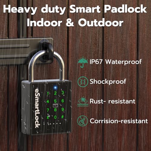 Dhiedas New Smart Padlock with Key, Heavy Duty Combination Padlock, RFID Pad Lock with Codes Bluetooth APP Access, Outdoor Waterproof Electronic Key Lock for Gate Fence Shed Locker Garage Garden - Thumbnail 6
