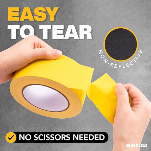 Image of Gaffers Tape Heavy Duty, Easy to Rip, Residue-Free Professional Grade Floor Tape for Electrical Cords, Matte Finish Non Reflective, Weather Resistant (3, Yellow, 2 inch x 30 Yards)