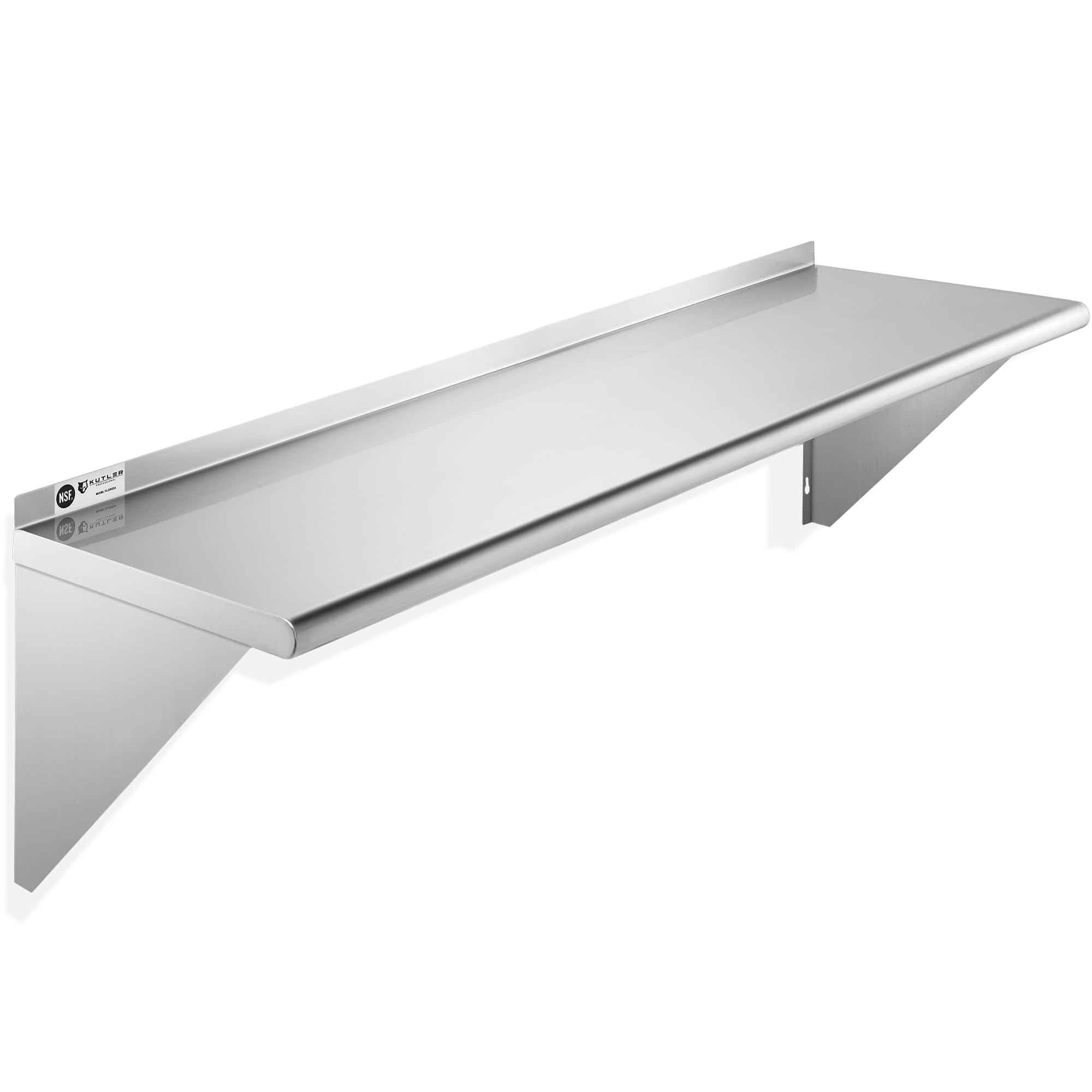 KUTLER Stainless Steel Shelf - 12" x 48", NSF Wall Mounted Shelves