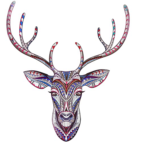 Maydahui Large Deer Head Wall Decal Christmas Reindeer Wall Stickers (35 X 40.5 Inch) Peel & Stick Removable Mandala Style Art Murals Decor For Porch Bedroom Living Room Door Xmas Holiday #TOP4