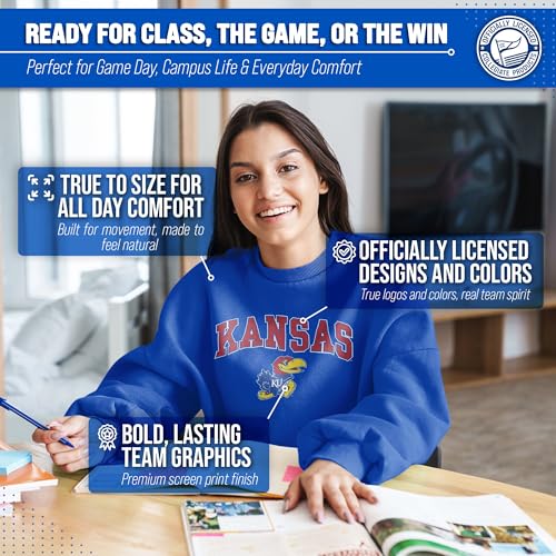 Image of NCAA College Sweatshirt Fleece Crewneck Pullover for Men and Women | Officially licensed NCAA college gameday crewneck pullover - 9 oz fleece lined sweatshirt with arch and logo design