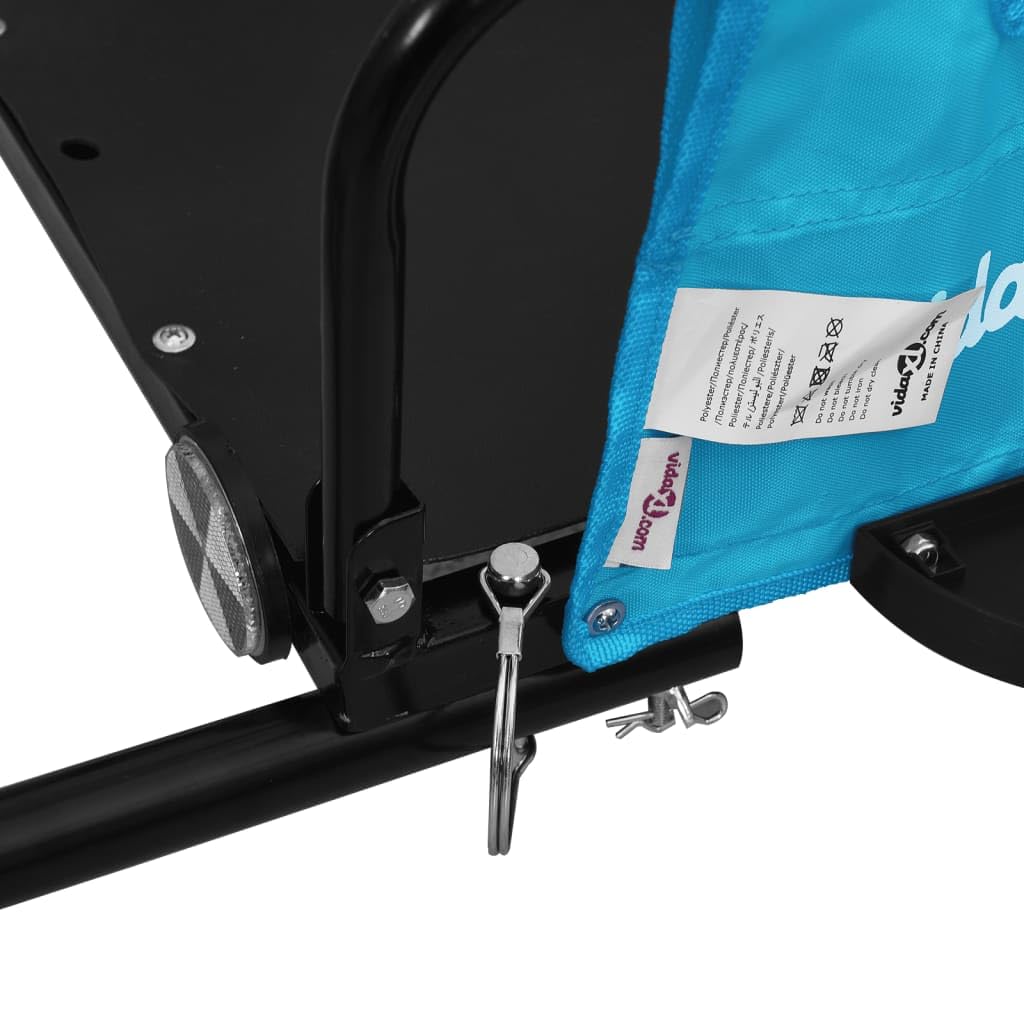 Remolque de bicicleta azul de tela Oxford y hierro con recubrimiento en polvo, 123 x 52,5 x 33 cm, para equipaje y cargas con reflectores, plegable y seguro para excursiones al aire libre y el